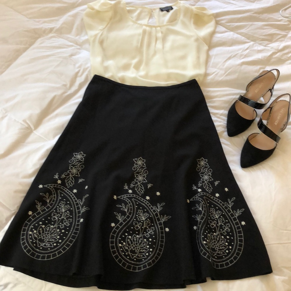 Ann Taylor Loft Embroidered Black Skirt only